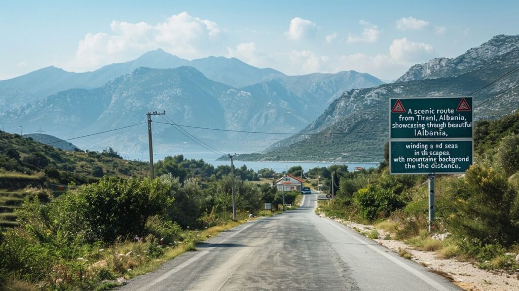 Reisende auf der Straße von Tirana nach Ksamil genießen die malerische Landschaft Albaniens