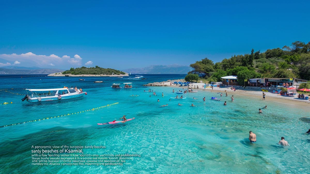 Blick auf den kristallklaren Strand von Ksamil, perfekt für positive Ksamil Erfahrungen